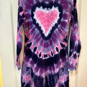 Tie-Dye Long Sleeve Dress - Pink and Purple